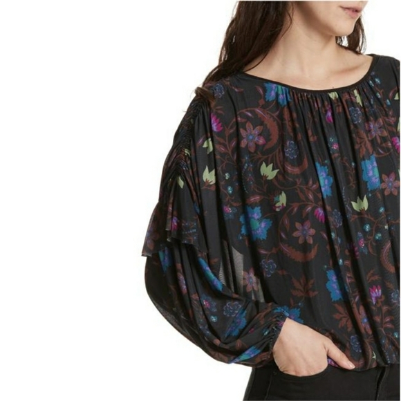 Free People Floral Wildflower Honey Print Top Size S - Picture 2 of 12